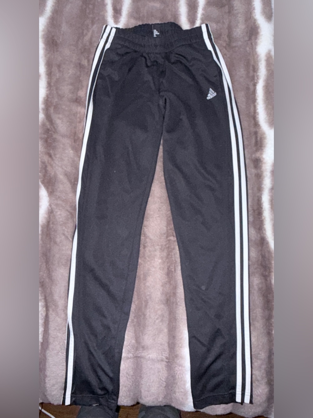 adidas Black Athletic Track Pants with White Logo Tag